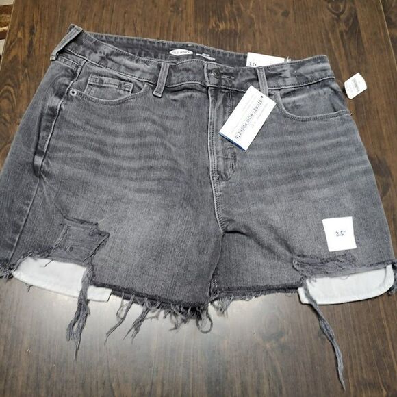 Old Navy Pants - New Old Navy Black High Rise Secret Slim Pockets Distressed De Shorts Women's 10